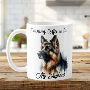 Morning Coffee With My Shepherd Modern Mug