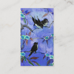 Morning Colours: Bird Painting in Blue & Turquoise Business Card