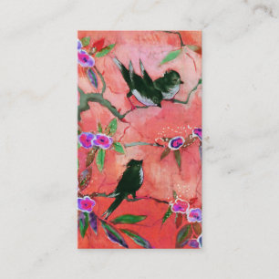 Morning Colours: Bird Painting in Peach and Business Card