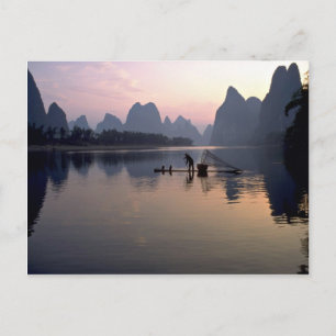 Morning crossing on River Li, Guilin, China Postcard