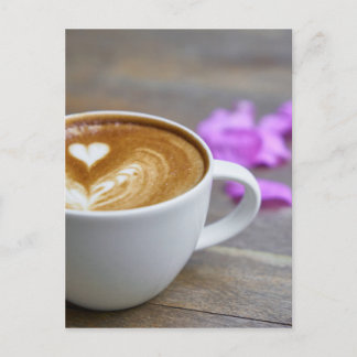 Morning Cup Latte with Heart-Shaped Foam Postcard