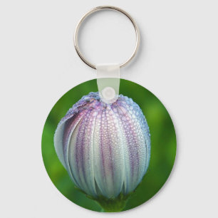 morning dew on purple white flower keychain
