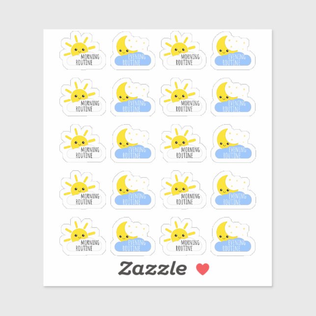 Morning Evening Routine Kawaii Sun & Moon Planner (Sheet)