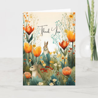 Morning Flower Meadow Folded Thank You Card