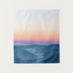Morning fog and magical sky before sunrise tapestry