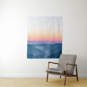 Morning fog and magical sky before sunrise tapestry