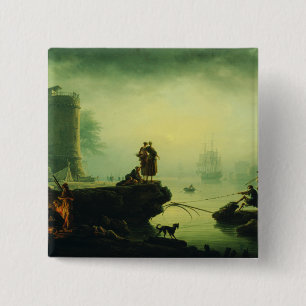 Morning Fog at sea by Joseph Vernet  15 Cm Square Badge