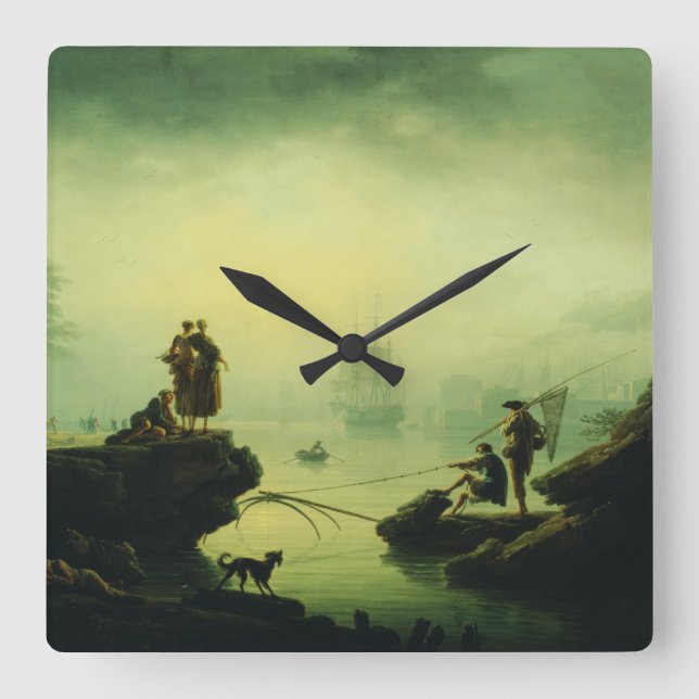 Morning Fog at sea by Joseph Vernet  Square Wall Clock (Front)