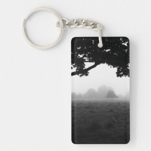 Morning Fog Emerging From Trees Key Ring