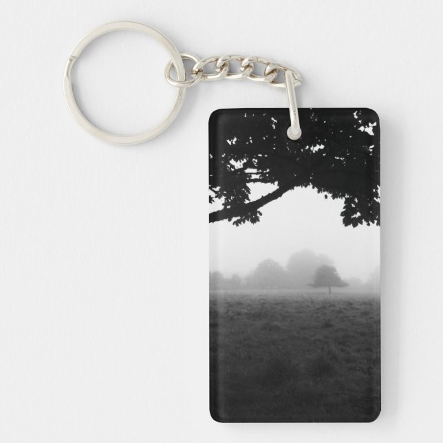 Morning Fog Emerging From Trees Key Ring (Front)