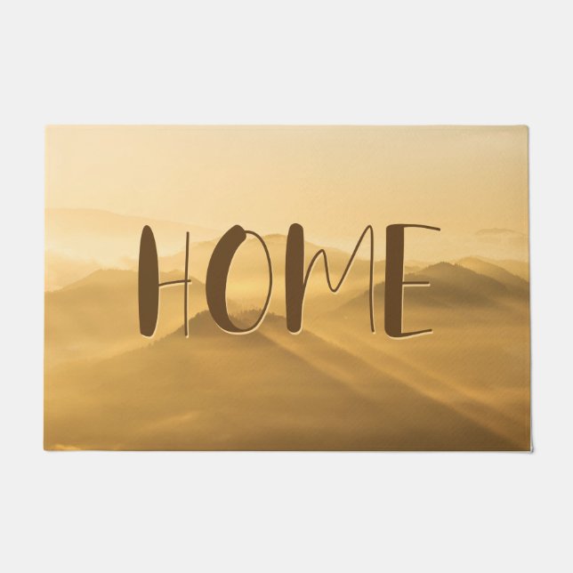 Morning fog gold layers sunrise home quote doormat (Front)