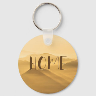 Morning fog gold layers sunrise home quote key ring