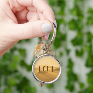 Morning fog gold layers sunrise home quote key ring