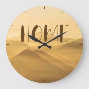 Morning fog gold layers sunrise home quote large clock