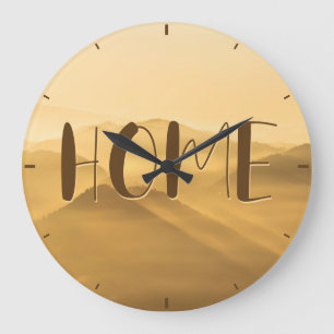 Morning fog gold layers sunrise home quote large clock