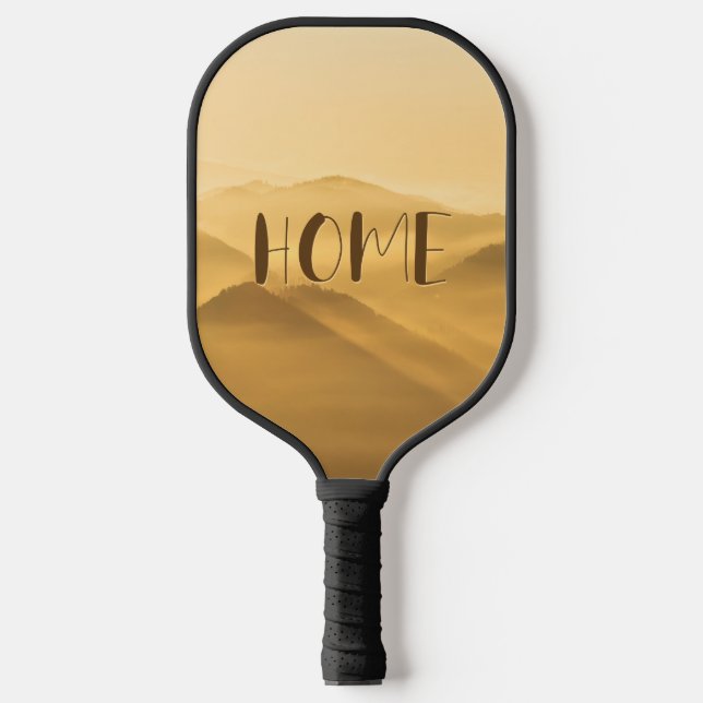 Morning fog gold layers sunrise home quote pickleball paddle (Front)