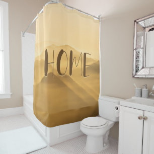 Morning fog gold layers sunrise home quote shower curtain