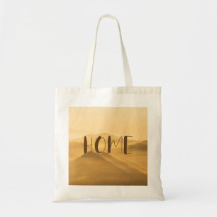 Morning fog gold layers sunrise home quote tote bag