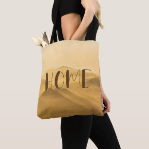 Morning fog gold layers sunrise home quote tote bag