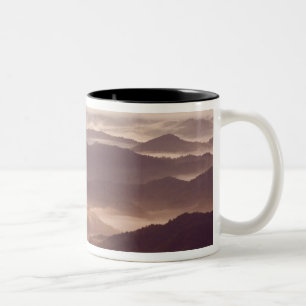 Morning fog in the southern Appalachian Two-Tone Coffee Mug