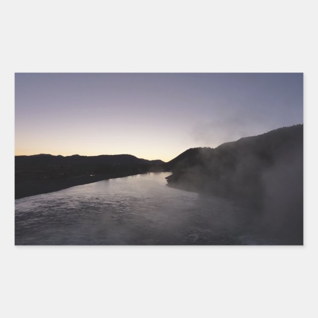 Morning Fog on the Jackson River at Grand Teton Rectangular Sticker (Front)