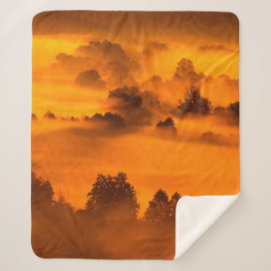 Morning fog over the river floodplainabstract, any sherpa blanket