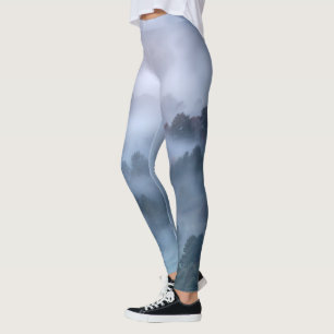 Morning fog rolling through trees leggings