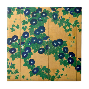 Morning Glories Early 19th Century Ceramic Tile