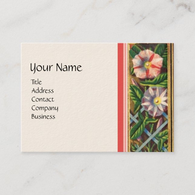 MORNING GLORIES,GARDEN CART,HOUSEHOLD ,GARDENING BUSINESS CARD (Front)