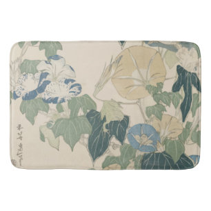 Morning Glories in Flowers and Buds by Hokusai Bath Mat