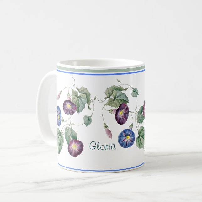 Morning Glories Redoute Personalised Coffee Mug (Front Left)