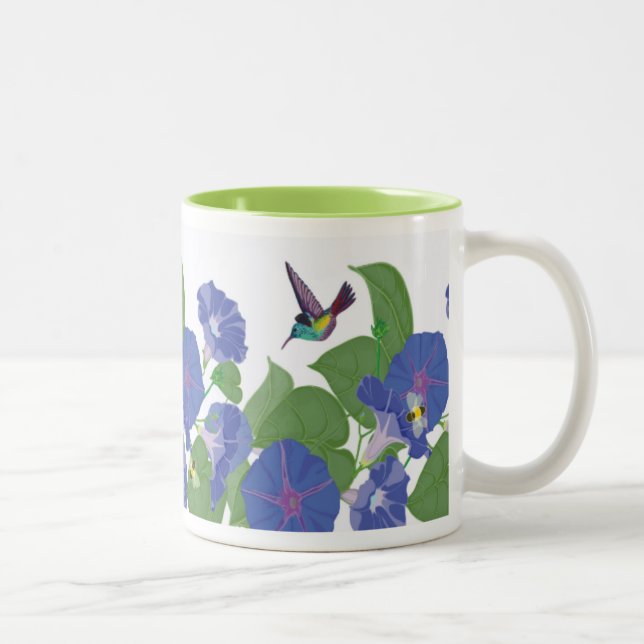 Morning Glory and Hummingbirds Mug Green (Right)