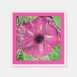 Morning Glory Block Print - fuchsia pink Napkin