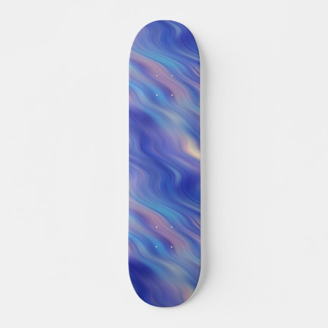 Morning Glory Blue Wavy Texture Skateboard (Front)