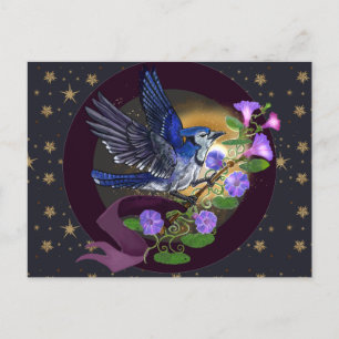 Morning Glory BlueJay   Holiday Postcard