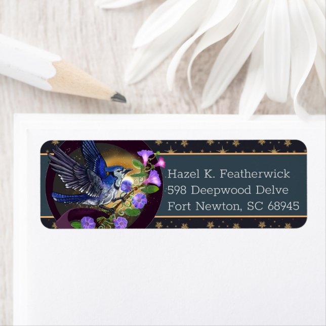 Morning Glory BlueJay   Label Return Address Label (Insitu)