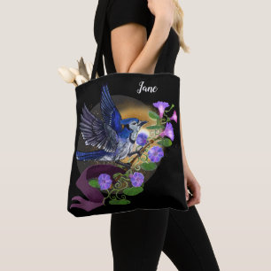 Morning Glory BlueJay Tote Bag