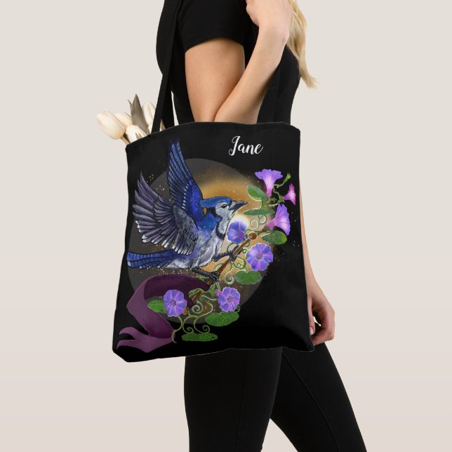 Morning Glory BlueJay Tote Bag (Close Up)
