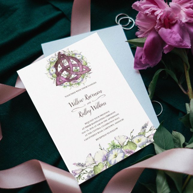 Morning Glory Celtic Plumb Triquetra Handfasting Invitation (Creator Uploaded)