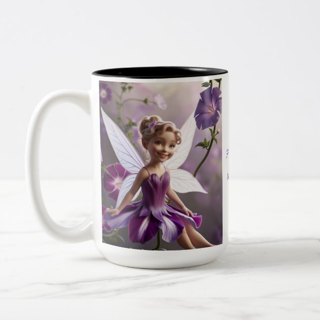 Morning Glory Flower Fairy  Two-Tone Coffee Mug (Left)