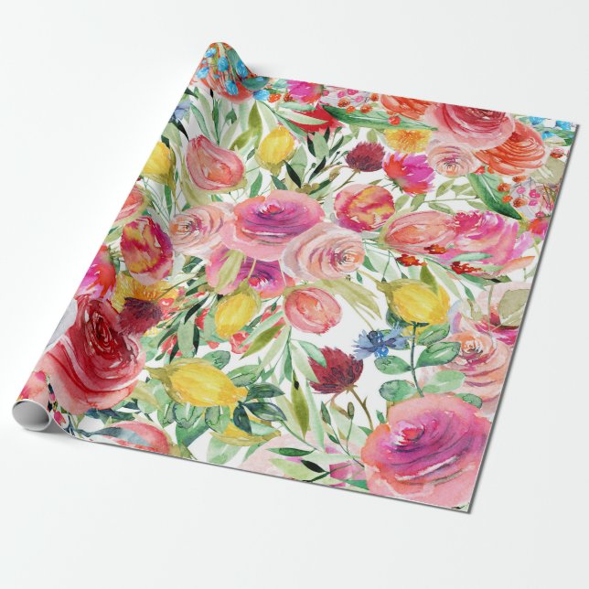 Morning Glory Flower Wrapping Paper (Unrolled)