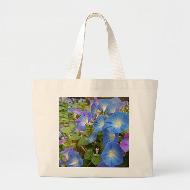 Morning Glory Flowers Large Tote Bag (Front)