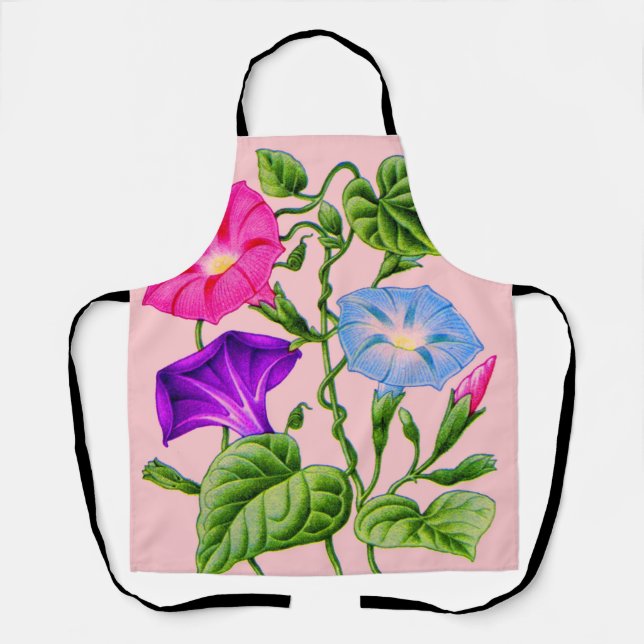 morning glory flowers print apron (Front)
