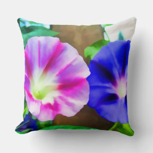 Morning Glory Flowers Throw Pillow
