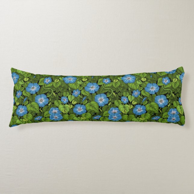 Morning glory in blue and green body cushion (Front)