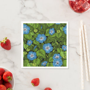 Morning glory in blue and green napkin