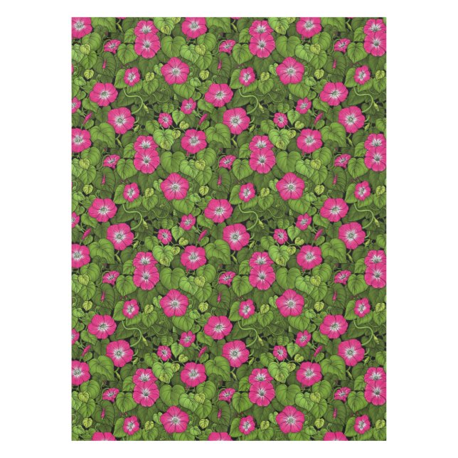 Morning glory in pink and green tablecloth (Front)