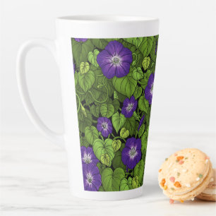 Morning glory in purple and green latte mug