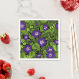 Morning glory in purple and green napkin