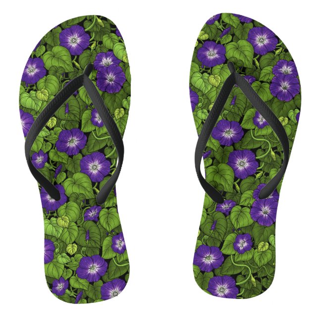 Morning glory in purple and green thongs (Footbed)